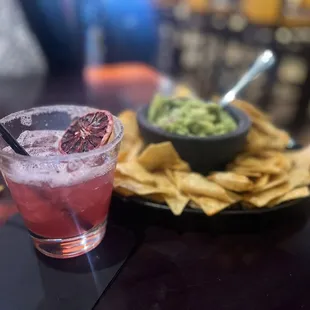 Hibiscus Margarita Chips And Guac