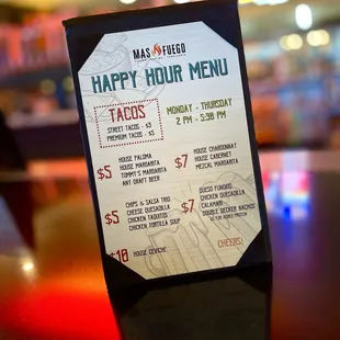 Happy Hour menu