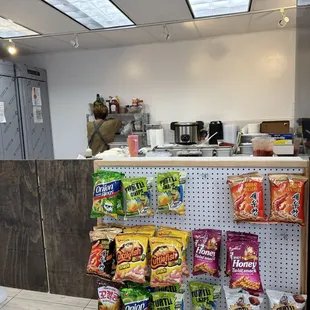 Everything is made here in the simple kitchen area.