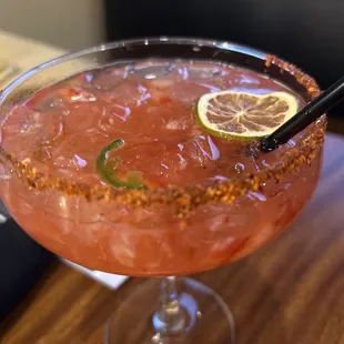 Strawberry jalapeño margarita best drink in town . A must try sweet with a spice. Let's see how the food taste