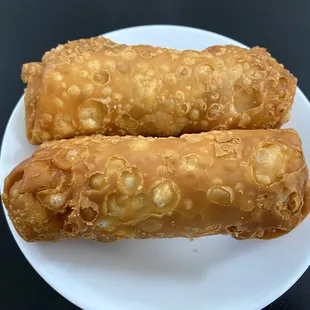 Eggrolls on a small dessert plate