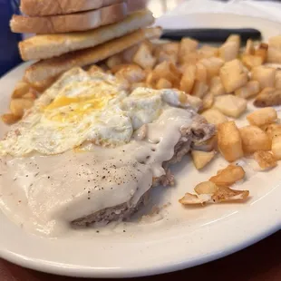 Country fried steak with wonderful gravy.