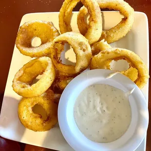 Really tasty onion rings, I believe $6.99