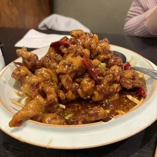 67. Szechuan Beef Very well fried with big pieces of beef and sweet and spicy sauce