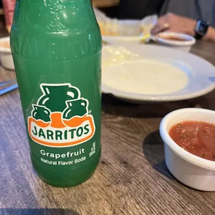 Grapefruit Jarritos and Blanco Queso with Chips