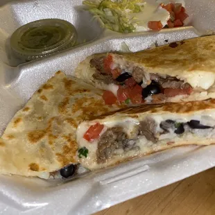 Carne Asada Quesadilla Supreme ($13)