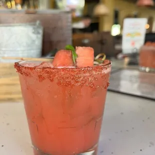 Watermelon basil margarita
