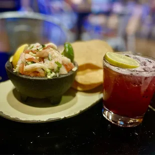 Ceviche And Blackberry Margarita