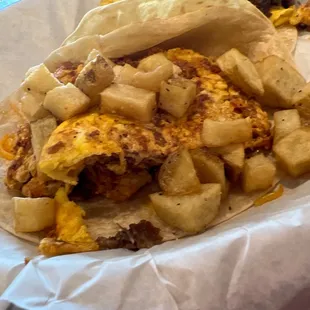 Chorizo,egg and cheese w potatoes