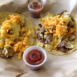 Hickory-Smoked Brisket, Egg and Cheese Taco