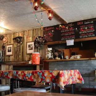 the interior of a mexican restaurant