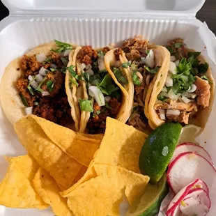 Chorizo and chicken tacos