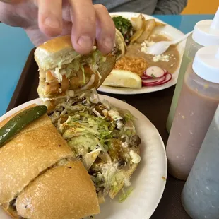 Torta and taco platter