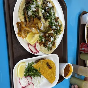 Tacos de asada, adobada and a Quesibirria