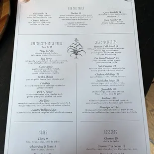 menu