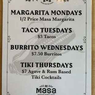 Daily specials