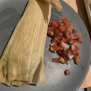 Tamal Pollo Asado en salsa verde