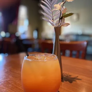 a glass of orange juice