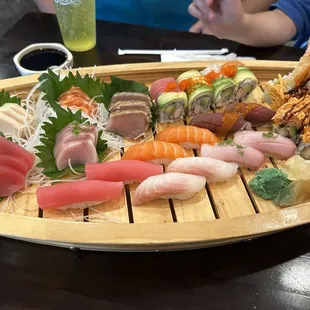 Sushi for two in a boat