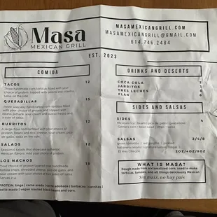 the menu