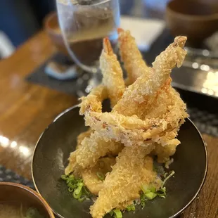 Tempura shrimps and sweet potatoes