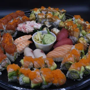 a platter of sushi