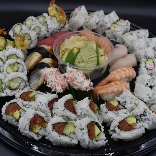 a platter of sushi