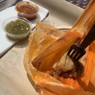 Chicken Tamales in Mole Sauce