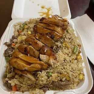 T1. Chicken Teriyaki with beef fried rice.