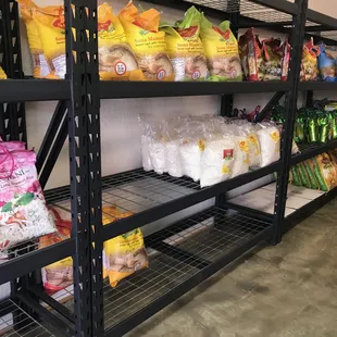 the shelves of a grocery store
