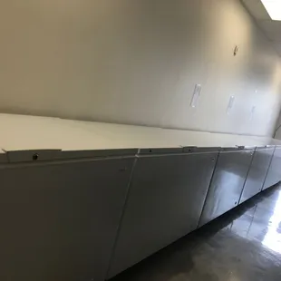 a row of metal cabinets
