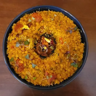 Mudda Pappu Avakaaya
Toor daal/Rice/pickles