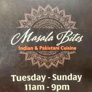 the menu for the indian and pakistani cuisine