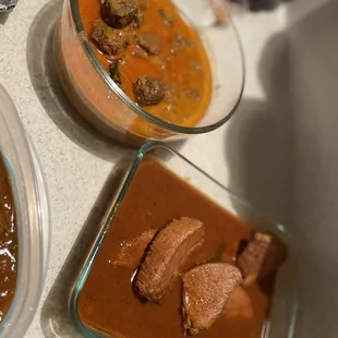 Fish curry and chicken curry