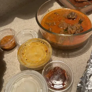 Sides and beef curry