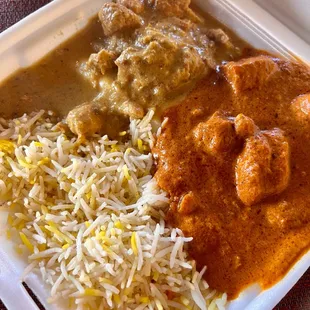 Chicken Tikka Masalaand chucked Chicken Korma