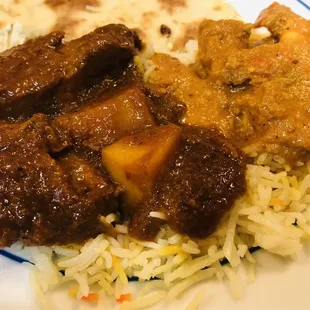 Lamb Rogan Josh, Prawn Vindaloo (Hot)