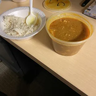 Chicken Curry, eating at the office.