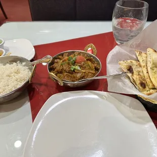 Basmati Rice, Bhuna Lamb, Garlic Naan