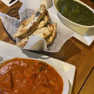Tikka Masala, Saag, Garlic Naan