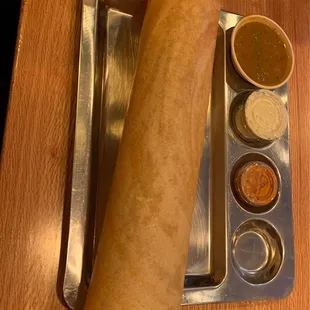 Plain Dosa with Sambar, Coconut Chutney and Red Chutney - 10/10