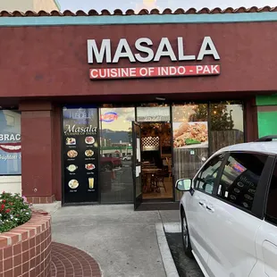 the entrance to the restaurant