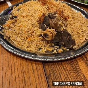 Special lamb shank pulao nihari