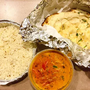 Chicken makhani and garlic naan