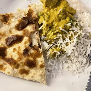 Naan, coconut curry - these were so delicious!