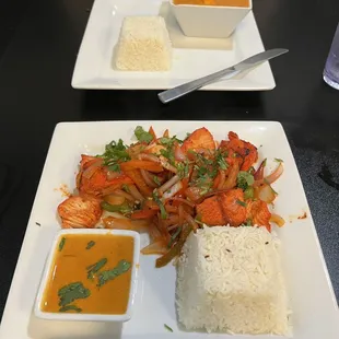 Chicken tikka masala and chicken botian