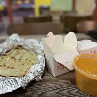 Garlic Naan, basmati rice &amp; Malai Kofta