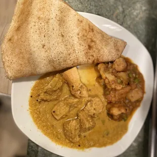 Dosa with Curried Coconut Chicken, 6a. Aloo Gobi Entree (no side orders)