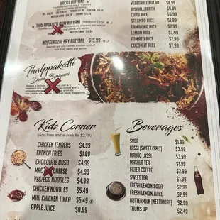 Menu as of January 22, 2023