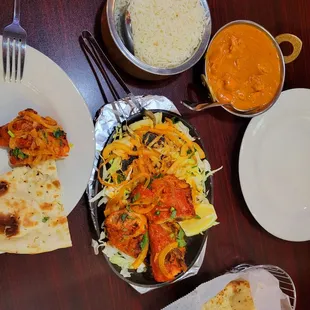 Chicken Tandoori and their delicious Chicken TikkaMasala, tastes much better than it initially looks.   Definitely recommend!